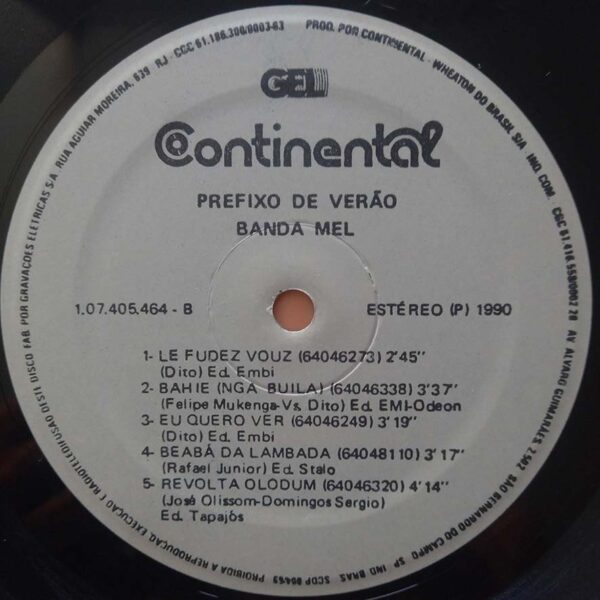 Banda Mel ‎– Prefixo De Verão (1990) - Imagem 4