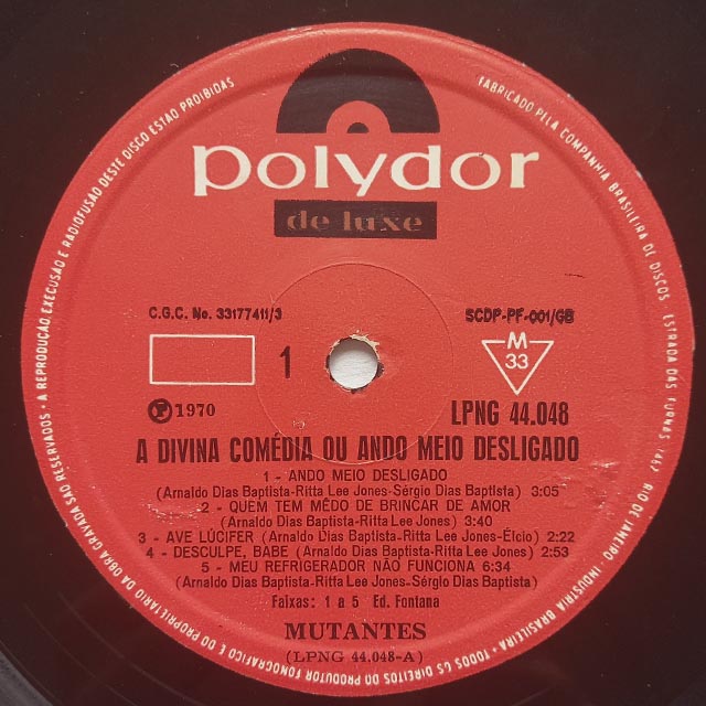 Mutantes ‎– A Divina Comédia Ou Ando Meio Desligado (1970