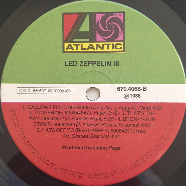 Led Zeppelin ‎– Led Zeppelin III (1968/1970) - Zabumbê Discos